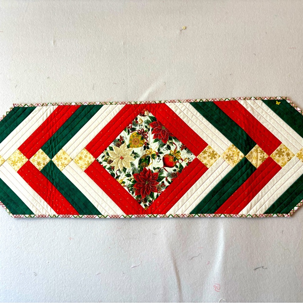Handmade quilted Christmas table runner
